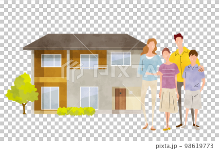 Vector illustration material: house and family, residence Vector illustration material: house and family, residence 98619773