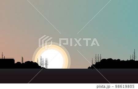 夕暮れのグラウンドの風景グラフィック 夕暮れのグラウンドの風景グラフィック 98619805