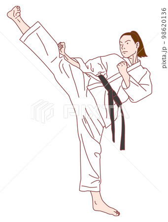 女性カラテ選手　蹴り　 98620136