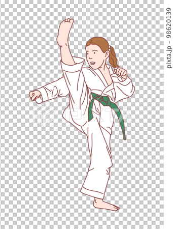 子供カラテ選手　蹴り 98620139