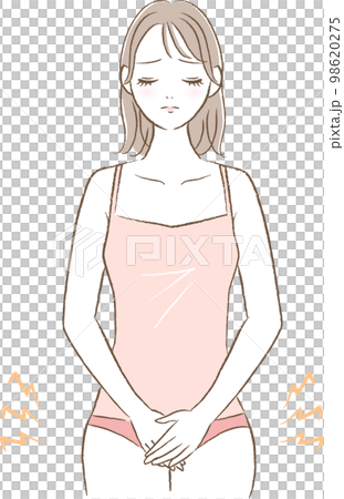 デリケートゾーンのトラブルに悩む女性のイラスト 98620275