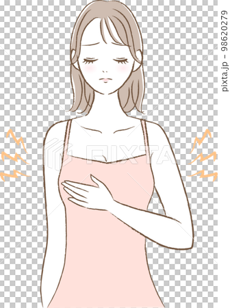 一名患有胸部疾病的婦女的插圖 98620279