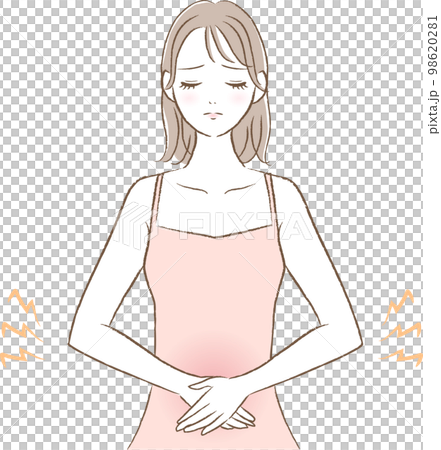 Illustration of a woman suffering from stomach upset 98620281