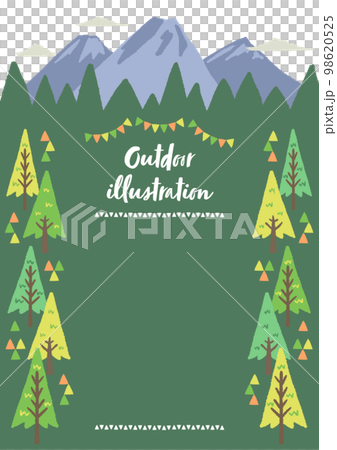 Outdoor mountain and forest illustration frame 98620525