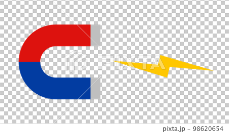 U-shaped magnet and electricity icon. magnetic force. vector. 98620654