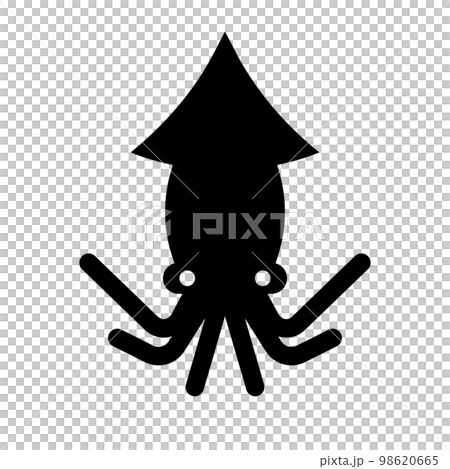 魷魚剪影圖標。海洋生物。向量。 魷魚剪影圖標。海洋生物。向量。 98620665