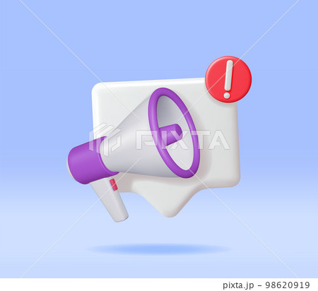 3D Megaphone with Blank Bubble Chat 3D Megaphone with Blank Bubble Chat 98620919