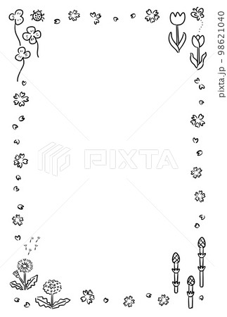 春の植物フレーム　1色　縦 98621040