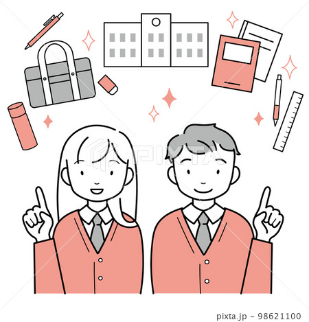 学校生活を想像する　笑顔の生徒 98621100