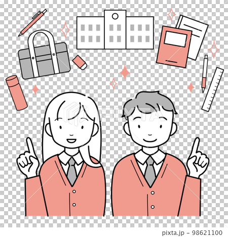 学校生活を想像する　笑顔の生徒 98621100