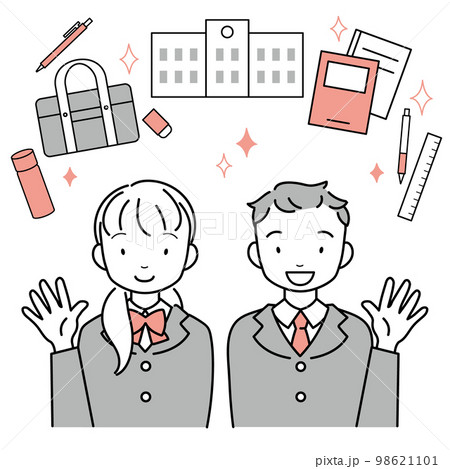 学校生活を想像する　笑顔の生徒 98621101