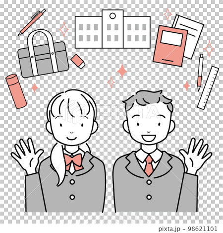 学校生活を想像する　笑顔の生徒 98621101