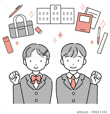 学校生活を想像する　笑顔の生徒 98621102