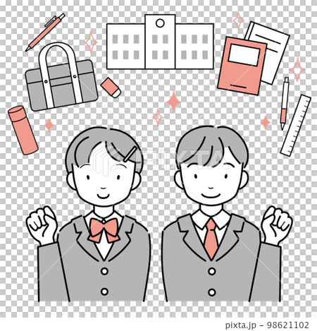 学校生活を想像する　笑顔の生徒 98621102