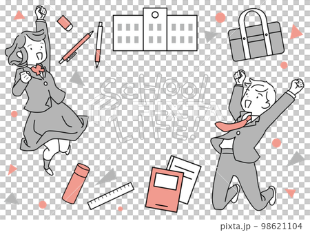 Student life and students jumping in uniform 98621104