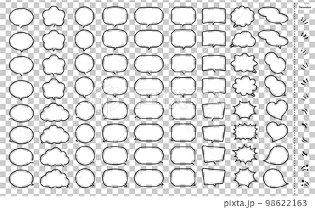 流行又好用的簡單語音氣泡集_黑線_矢量素材_透明背景 98622163