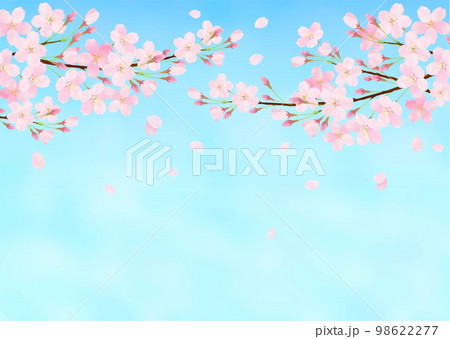 青空と桜の水彩タッチのベクターイラスト背景 青空と桜の水彩タッチのベクターイラスト背景 98622277