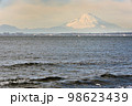 水平線と霞む冠雪の富士山 98623439