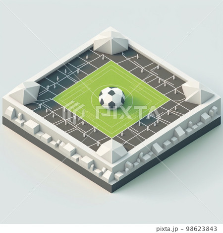 Soccer field area and isolated on background. Green grass of soccer field with pattern and texture in perspective views. Soccer field area and isolated on background. Green grass of soccer field with pattern and texture in perspective views. 98623843