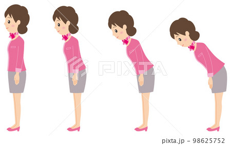 受付嬢ピンク横お辞儀 98625752