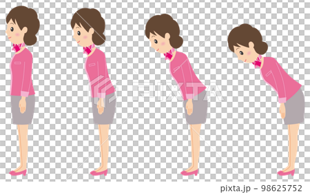 受付嬢ピンク横お辞儀 98625752