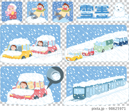 Snow damage illustration _ set _ with background color 98625971