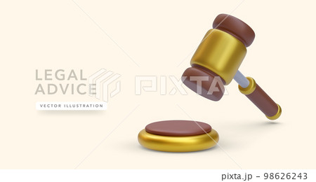 3d realistic wooden judge hammer 98626243
