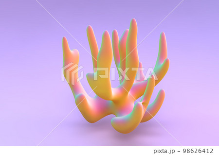 Orange 3D living coral polyp on purple background. 98626412
