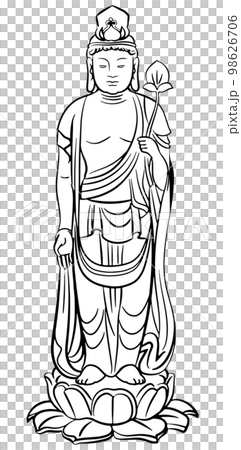 仏像-モノクロのイラスト素材 [98626706] - PIXTA