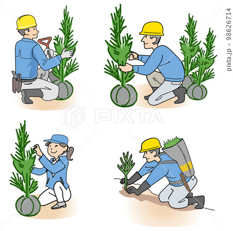 植林する人セット 98626714