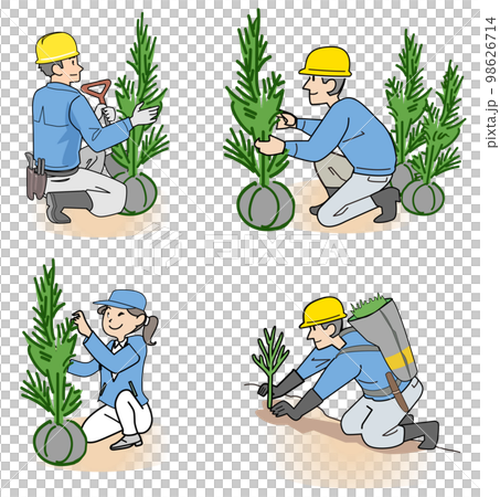 植林する人セット 98626714