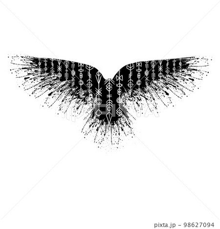 Norse viking black brush raven pattern Norse viking black brush raven pattern 98627094