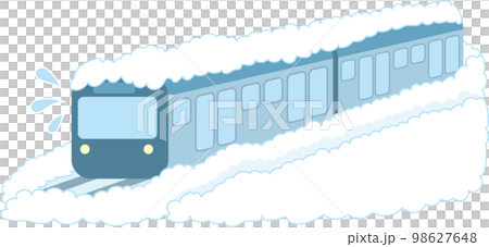 雪害イラスト_電車_立ち往生_遅延_閉じ込め 98627648