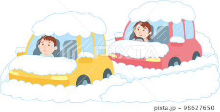雪害イラスト_雪による車内閉じ込め 98627650