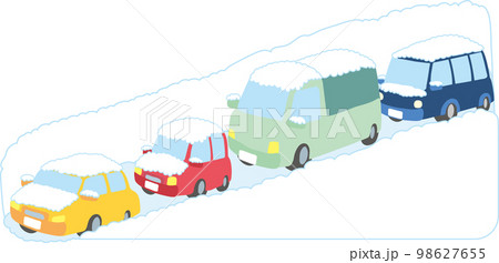 雪害イラスト_渋滞立ち往生 98627655