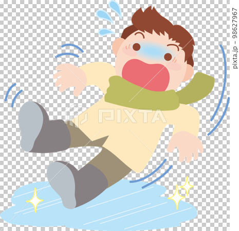 Snow damage illustration _ frozen road surface _ fall on ice 98627967