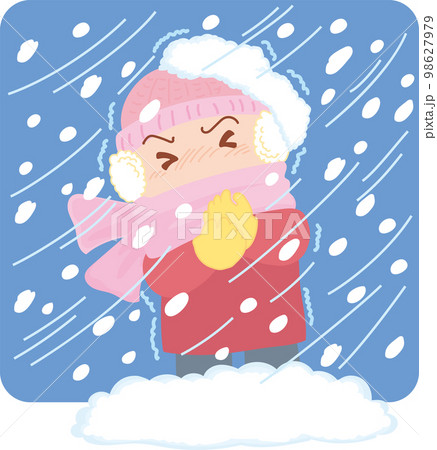 雪害イラスト_吹雪_背景色あり 98627979