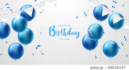 beautiful blue balloon background celebration birthday banner template vector illustration 98628187