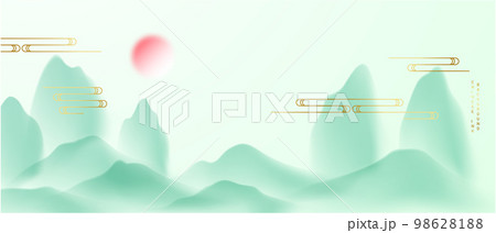 Modern design vector illustration of beautiful Chinese ink landscape painting. 98628188