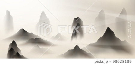 Modern design vector illustration of beautiful Chinese ink landscape painting. 98628189