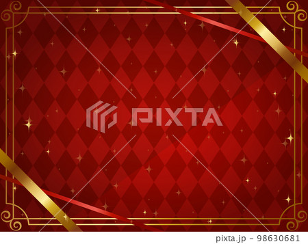 斜め掛けリボンとダイヤ模様の背景 横位置 レッド 斜め掛けリボンとダイヤ模様の背景 横位置 レッド 98630681