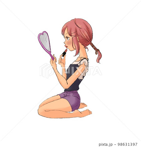 気合いを入れて化粧する女の子 98631397