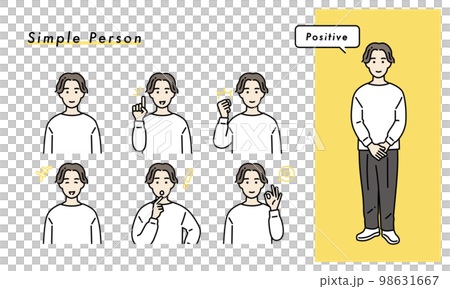 簡單的男人積極的面部表情集插畫素材 簡單的男人積極的面部表情集插畫素材 98631667