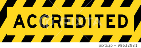 Yellow and black color with line striped label banner with word accredited Yellow and black color with line striped label banner with word accredited 98632931
