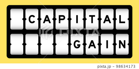Black color in word capital gain on slot banner with yellow color background 98634173