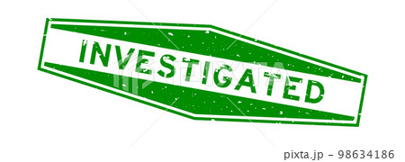 Grunge green investigated word hexagon rubber seal stamp on white background 98634186