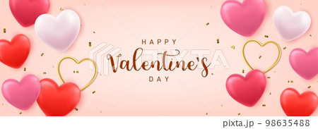 3d Happy Valentines Day banner 98635488