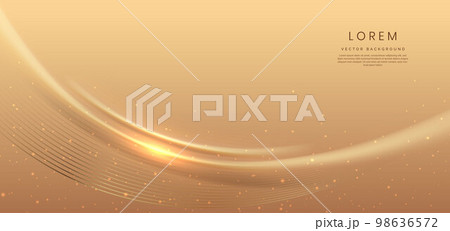 Abstract gold curved background with lighting effect and sparkle with copy space for text. Luxury design style. 98636572