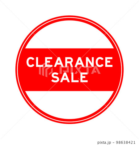 Red color round seal sticker in word clearance sale on white background Red color round seal sticker in word clearance sale on white background 98638421