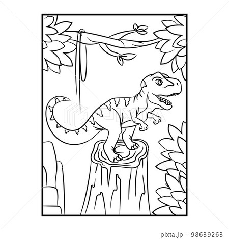 Dinosaur coloring page. Kids preschool activity coloring template 98639263